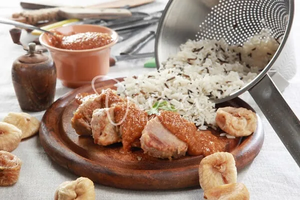 Ψαρονέφρι με σάλτσα σύκου και άγριο ρύζι