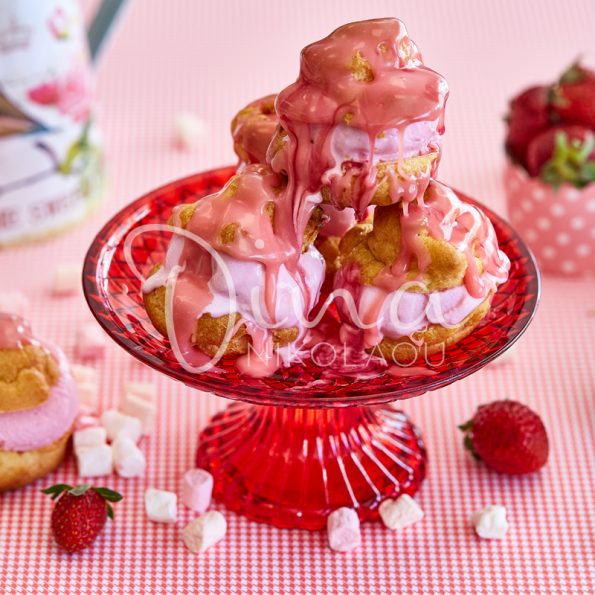 Sudaki à la crème de fraise et chocolat rose