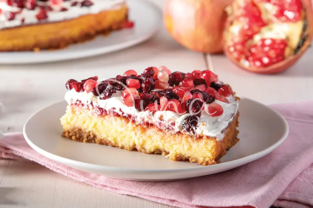 Cheesecake ψημένο με μαρμελάδα και κόκκινα φρούτα