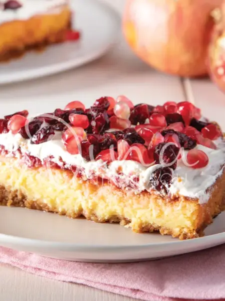Cheesecake ψημένο με μαρμελάδα και κόκκινα φρούτα