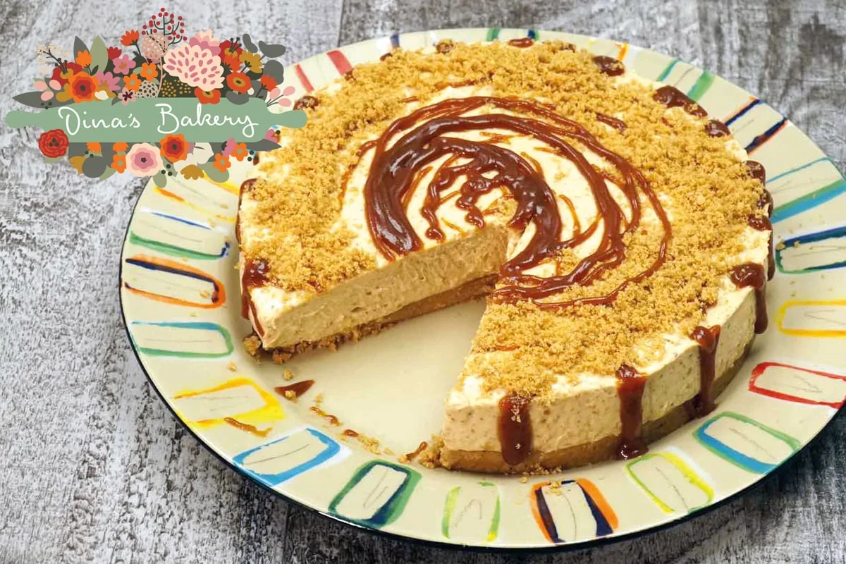 cheesecake με φυστικοβούτυρο και σος καραμέλας