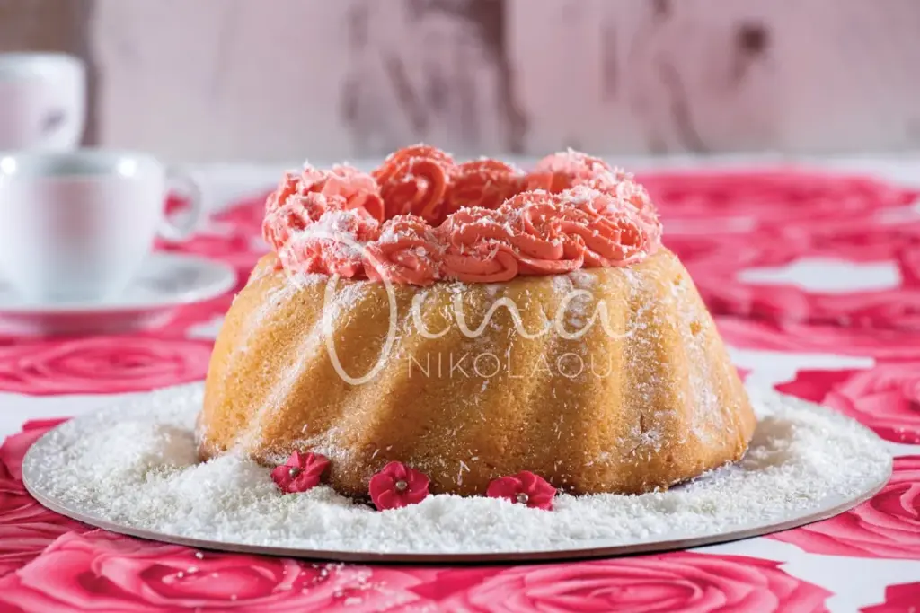 Κέικ quatre-quarts με ινδοκάρυδο και ροζ frosting