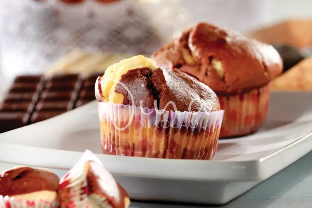 Muffins με 3 σοκολάτες