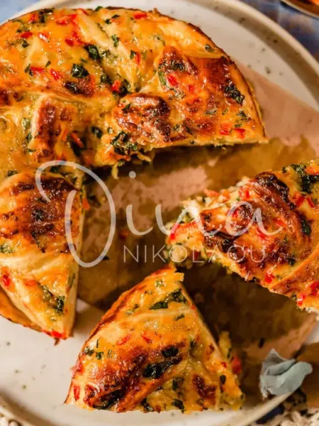 Babka αλμυρή με τσένταρ, πιπεριές και δυόσμο