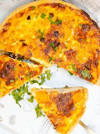 Quiche με μοσχαρίσιο μπέικον και μοτσαρέλα