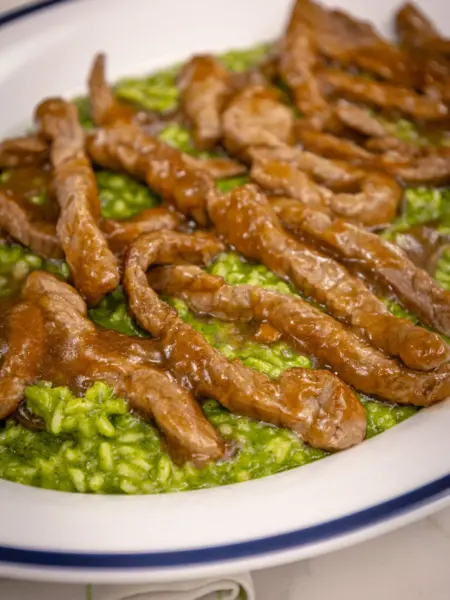 Ριζότο πράσινο με Μοσχαράκι stir-fry