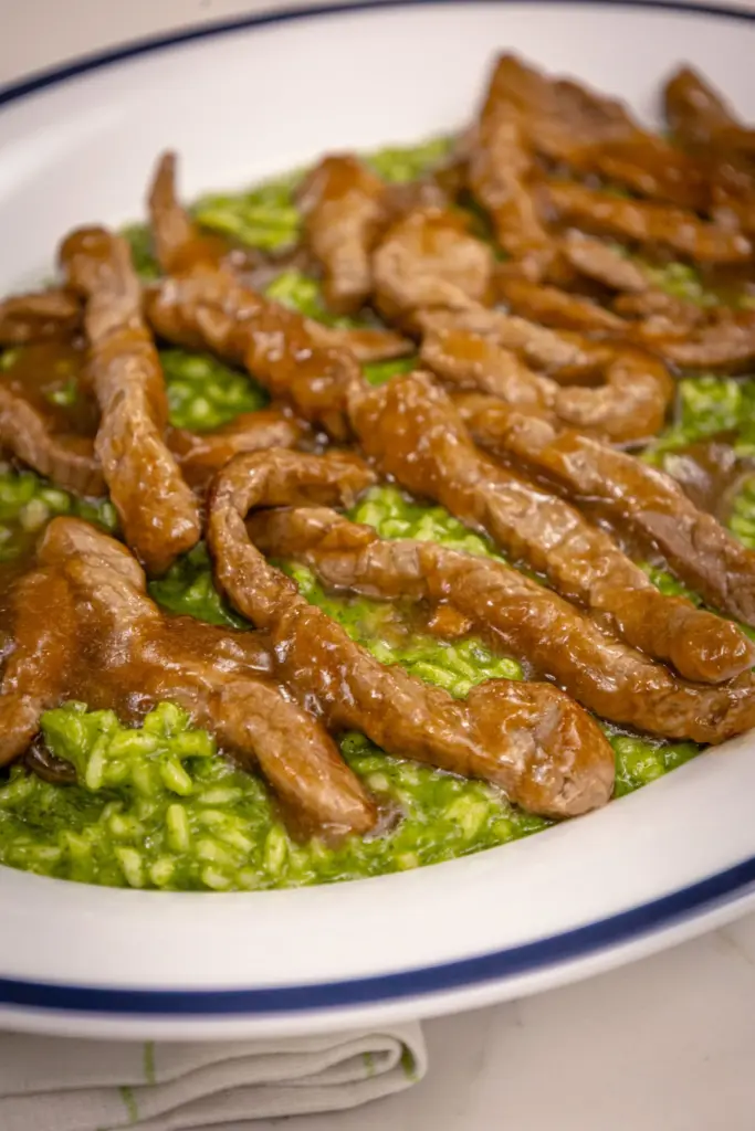 Ριζότο πράσινο με Μοσχαράκι stir-fry